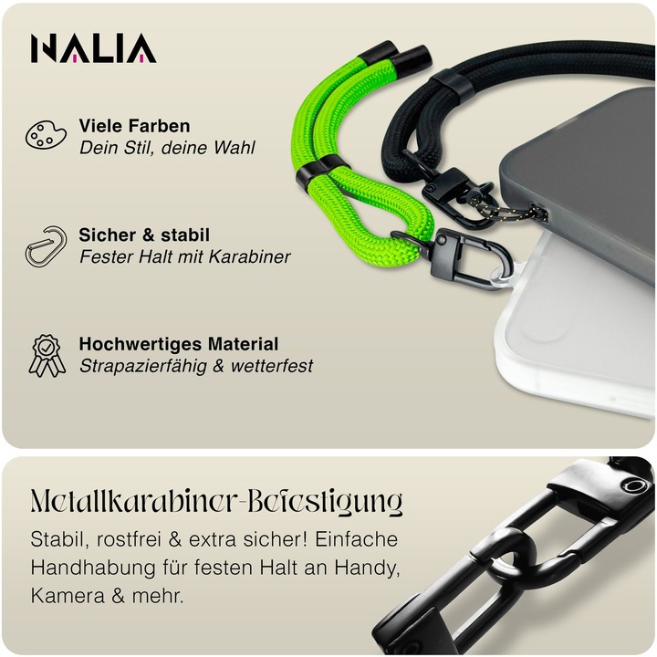 Produktbild Nalia Wristy Lanyard Handykette – Universal Trageband für Smartphones – Verstellbar, Soft & Elastisch