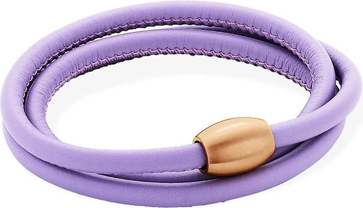 Actual product image Xen Leather bracelet lilac with magnetic clasp rose gold plated Lengths to choose from (53 cm, Leather and stainless steel)