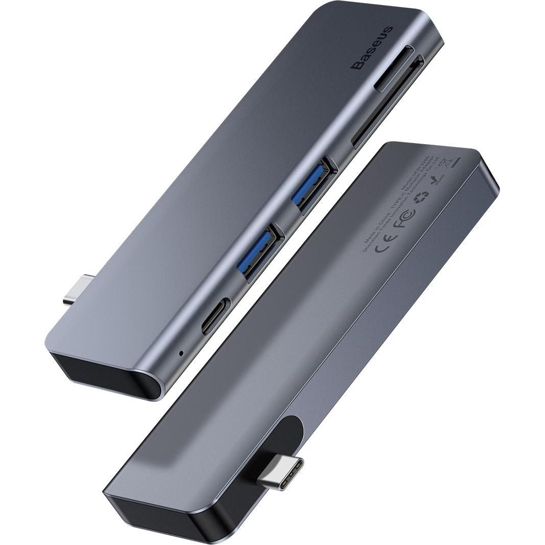 Baseus Armonica cinque in uno HUB Adattatore Grigio (USB-C, 5 porte), Docking station + Hub USB, Grigio