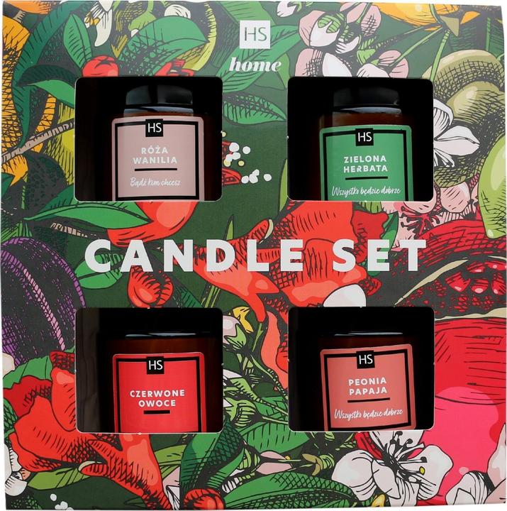 Hiskin SET Home świece sojowe Zielona Herbata 100ml + Peonia Papaja 100ml + Róża Wanilia 100ml + Cze