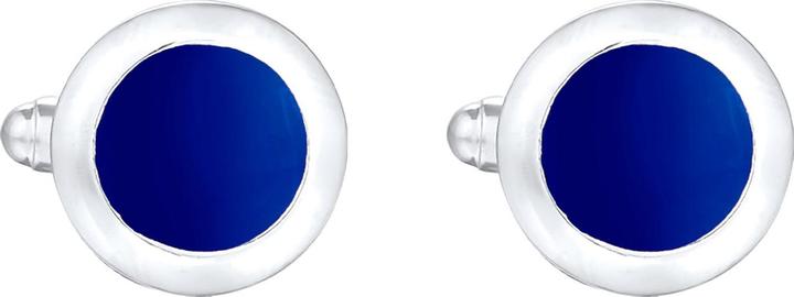 Actual product image Kuzzoi Cufflink Basic Round Classic Geo Enamel Blue 925 Silver (925 sterling silver, Enamel)