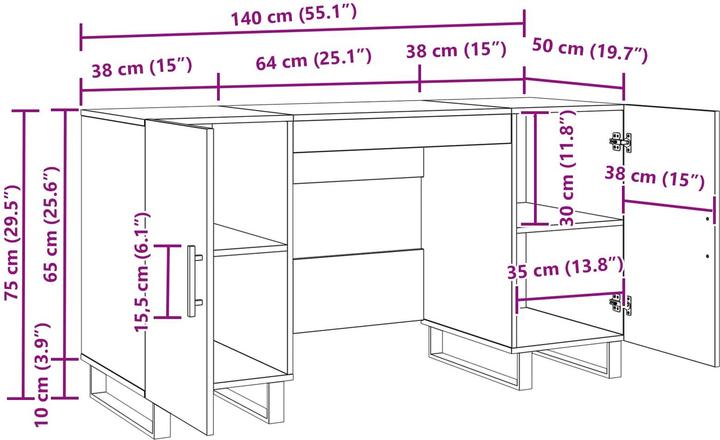 Image du produit vidaXL Computertisch (50 x 140 x 75 cm)