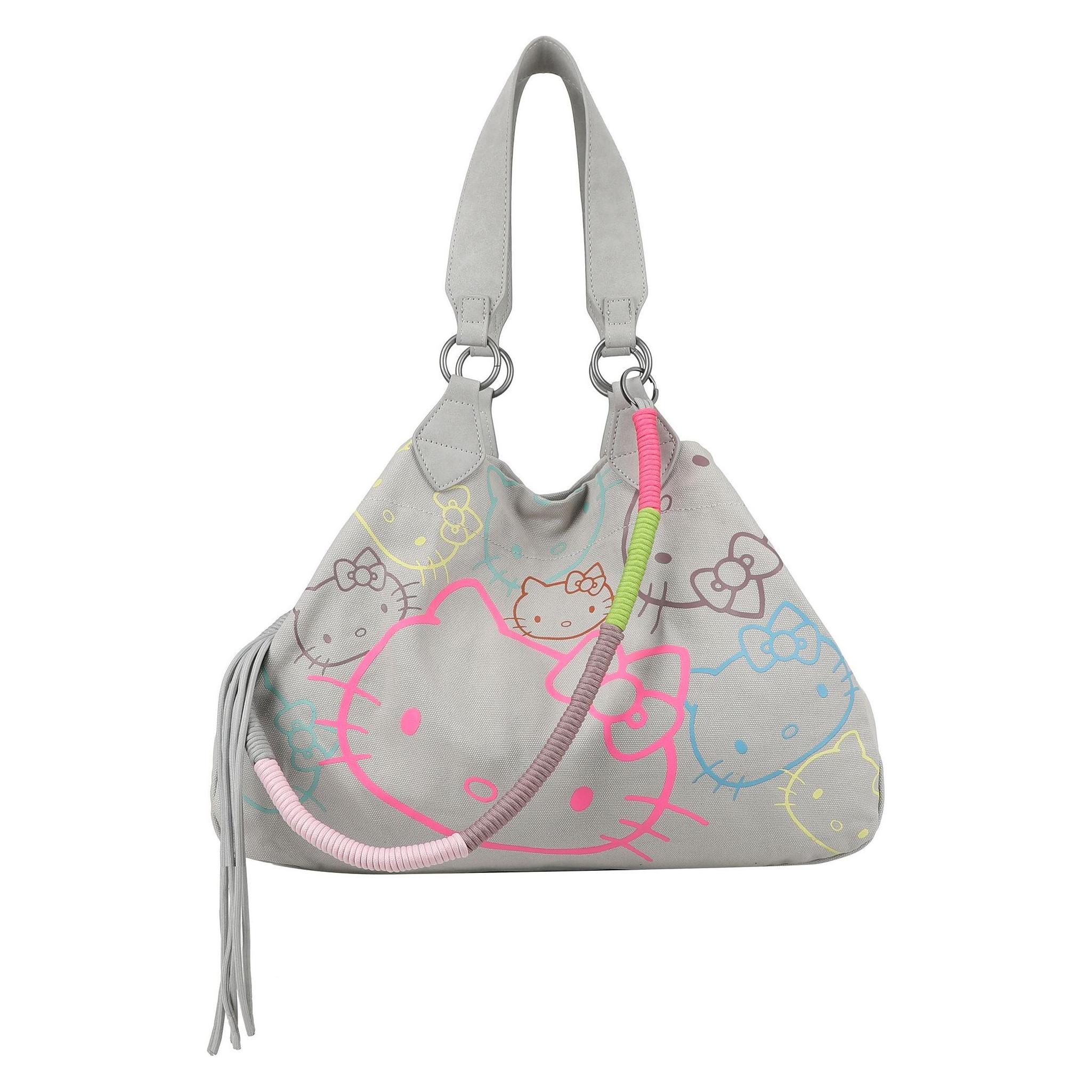 Fritzi Aus Preußen, Damen, Handtasche, Izzy Medium Hello Kitty Fritzi Canvas Shopper Tasche 42 Cm, Grau, Mehrfarbig