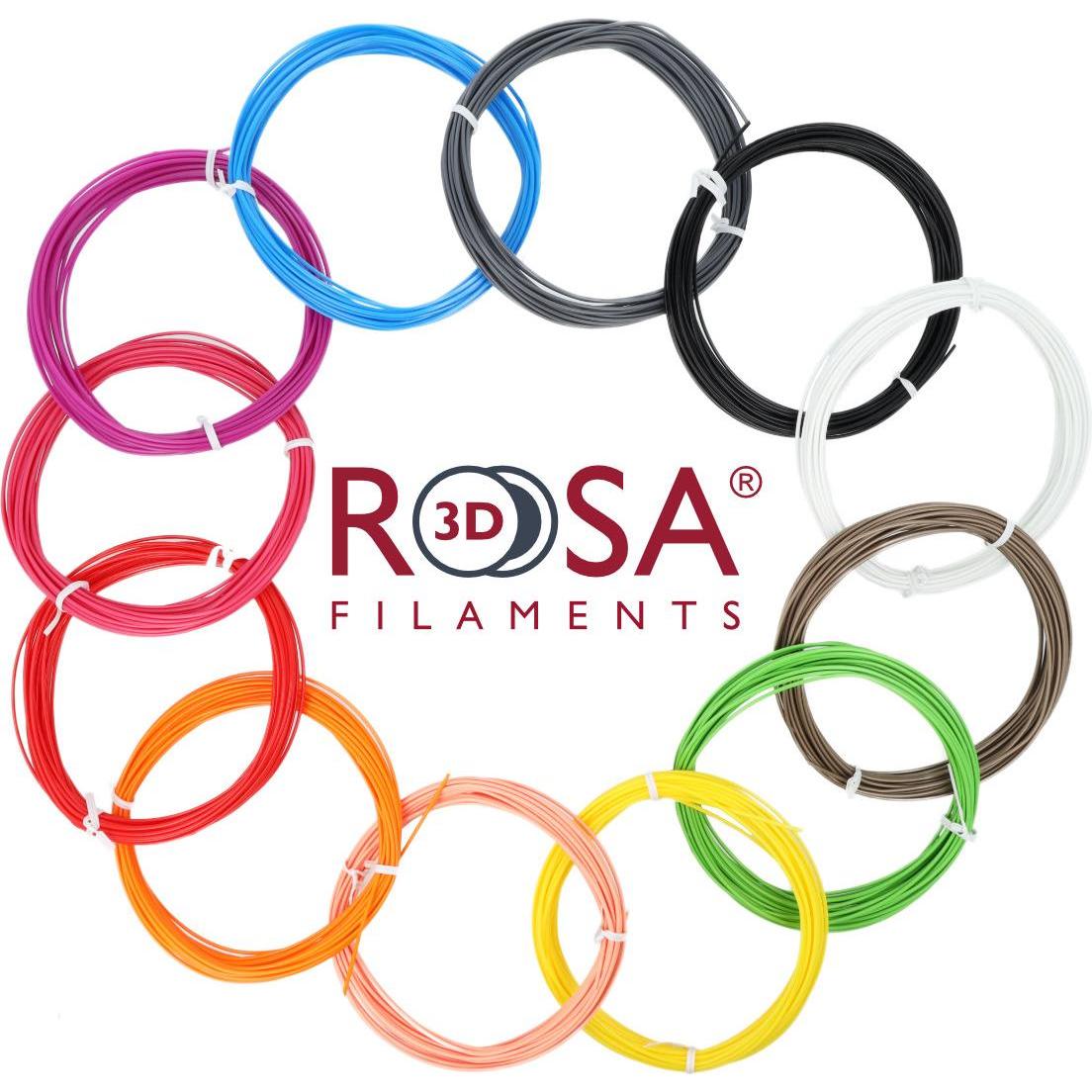 Rosa3D Filament PEN PACK PLA 12 basic colours x 10m (PLA, 400 g), Filamenti stampa 3D, Multicolore
