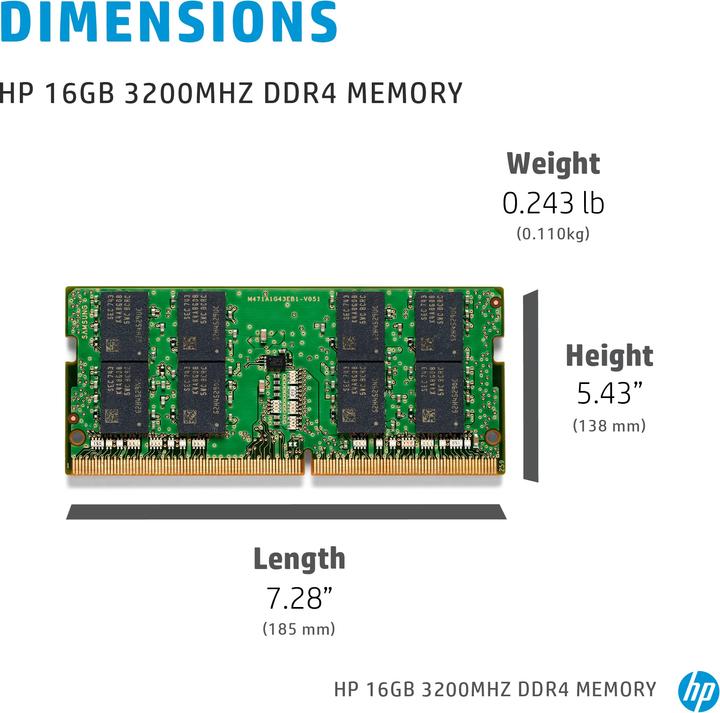 Actual product image HP 286J1AA Memory module GB DDR4 (1 x 16GB, 3200 MHz, DDR4-RAM, SO-DIMM)