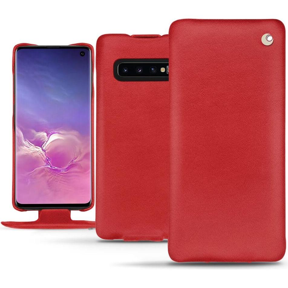 Noreve Lederschutzhülle vertikal (Samsung Galaxy S10), Smartphone Hülle, Rot