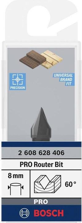 Actual product image Bosch Professional Zubehör V-groove cutter, 8 mm, D1 11 mm, L 14 mm, G 45 mm, 60°