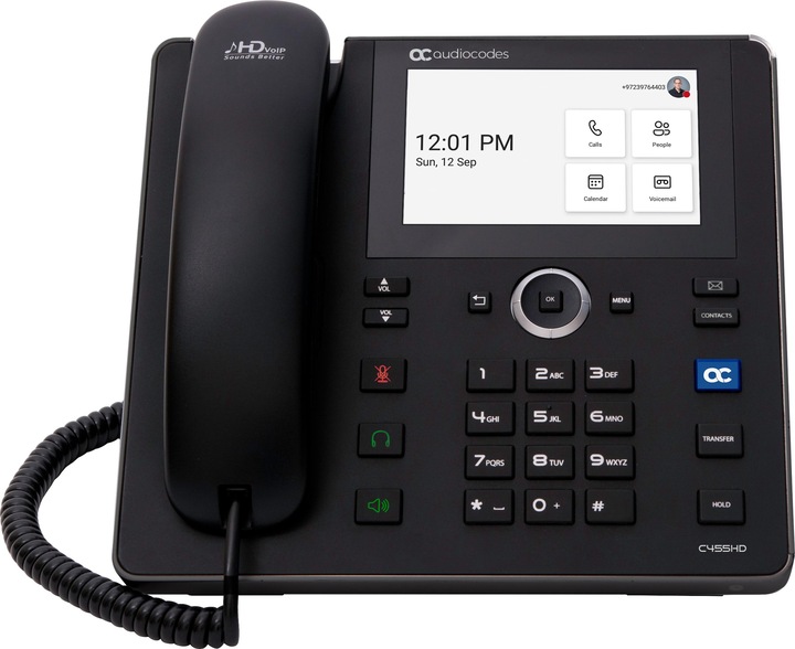 Image du produit Audiocodes Téléphone de bureau C455HD Microsoft Teams Noir