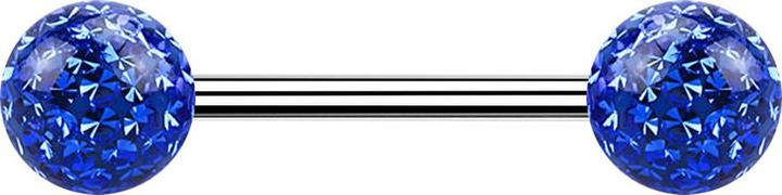 Image du produit Star Piercing Micro Barbell argent avec deux boules bleu foncé couche de protection époxy (sans laiton, Acier chirurgical 316L)
