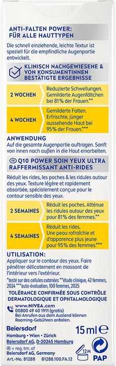 Actual product image NIVEA Q10 Power Anti-Falten Augencreme (Eye Care Cream, 15 ml)