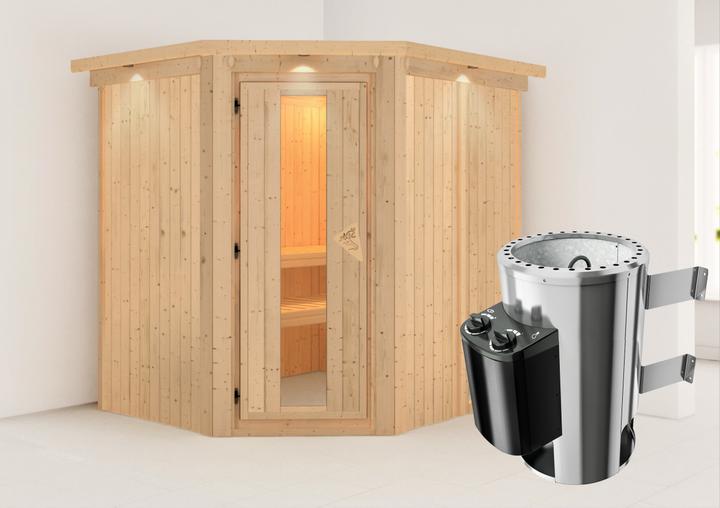 Image du produit Karibu Sauna Lobin accès d'angle, couronne (Contrôle interne Plug & Play 3,6 KW)