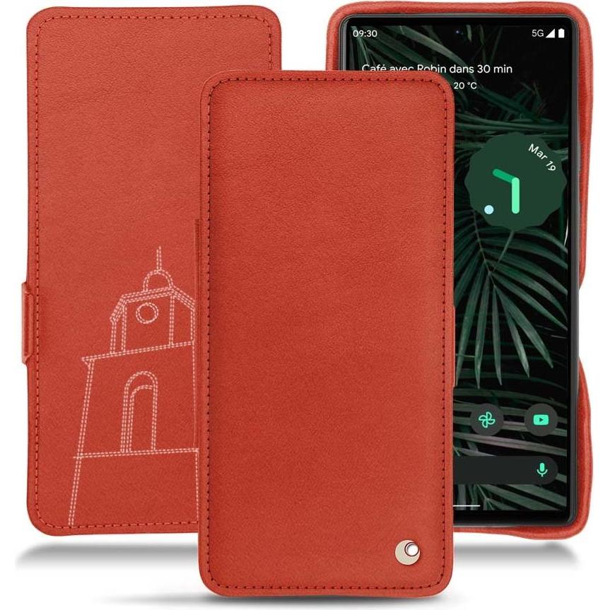 Noreve Lederschutzhülle horizontal (Google Pixel 6 Pro), Smartphone Hülle, Orange
