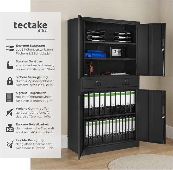 Produktbild tectake Aktenschrank (80 x 40 x 180 cm)