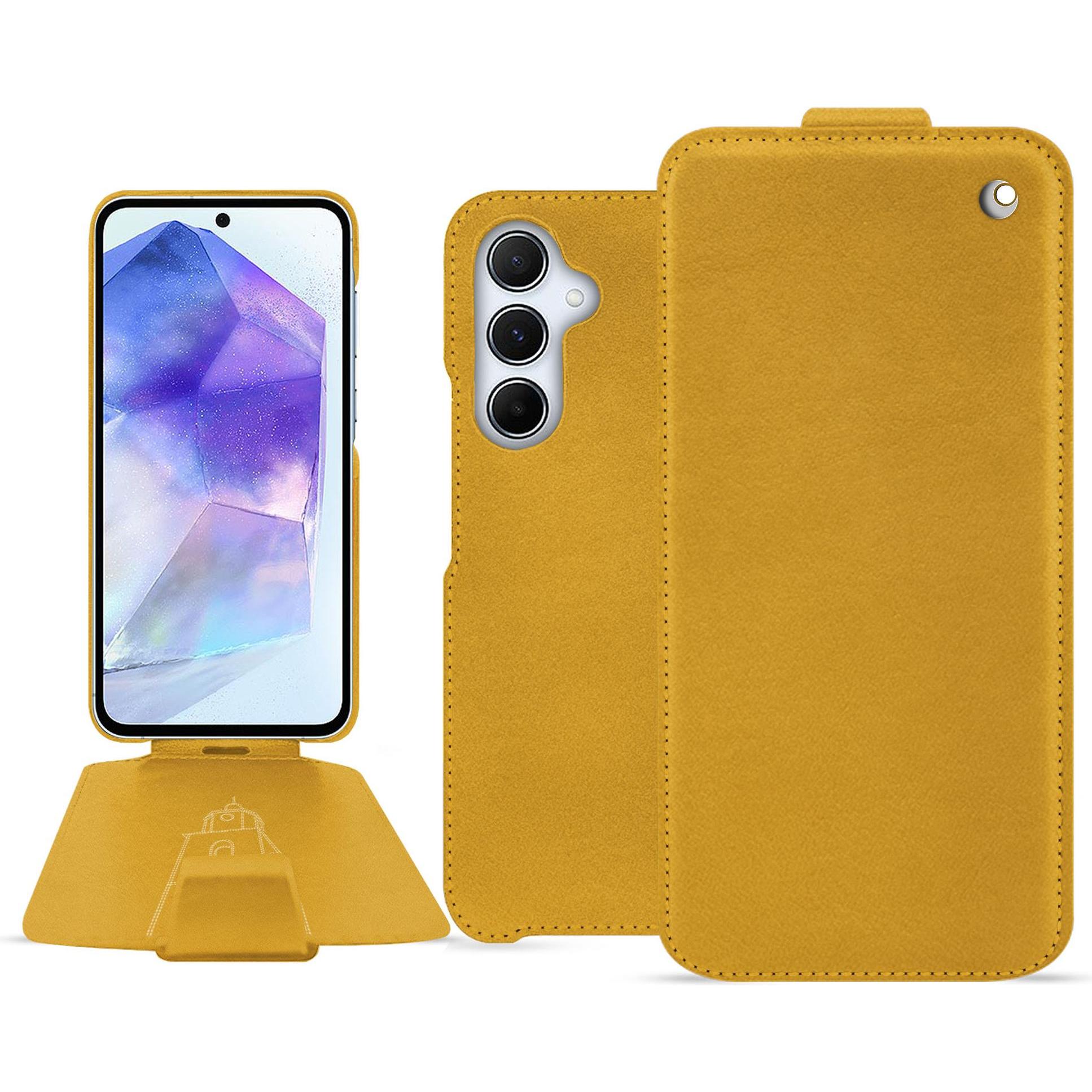 Noreve Lederschutzhülle vertikal (Samsung Galaxy A55), Smartphone Hülle, Orange