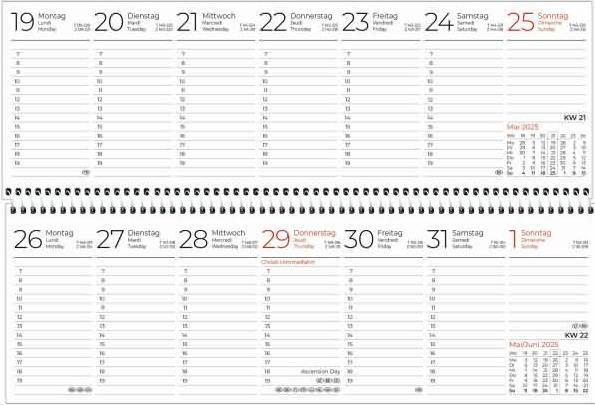 Actual product image Desk calendar 2025 green, 29,6x9,9cm, office calendar with 60 pages, daily, weekly and weekly (Hardcover, German)