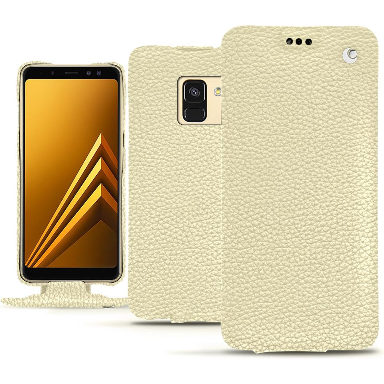 Noreve Lederschutzhülle vertikal (Samsung Galaxy A8+), Smartphone Hülle, Weiss