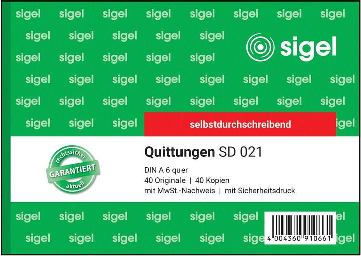 Actual product image Sigel Receipt pad Paper size: DIN A6 landscape Carbonless: Yes (40 x)