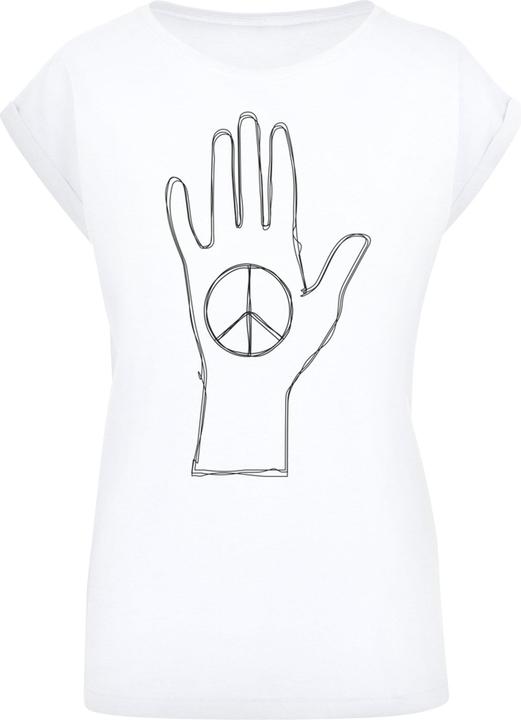 Actual product image Merchcode Ladies Peace - Scribble Hand White Extended Shoulder Tee - 161445 (XL)