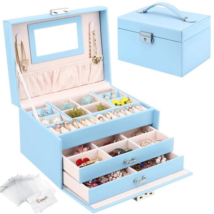 Actual product image Only-Bags.Store Jewellery box, jewellery box with drawers for ladies girls, PU leather jewellery box