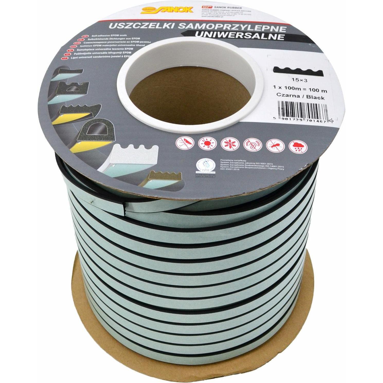 Stomil Sanok, Accessori per installazione sanitaria, USZCZELKA DGP 15x3 CZARNA 100mb