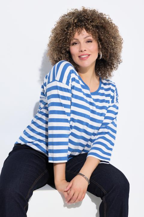 Immagine prodotto Ulla Popken Maglia dal taglio oversize con righe, scollo a girocollo e maniche lunghe (58)