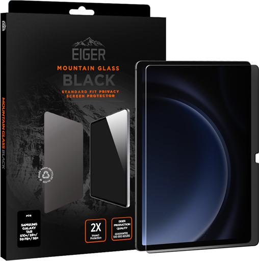 Produktbild Eiger Privacy Sichtschutz-Glas Standard Fit Mountain Glass Tablet Black (1 Stück, Galaxy Tab S8+, Galaxy Tab S9+, Galaxy Tab S9 FE+, Galaxy Tab S10+)