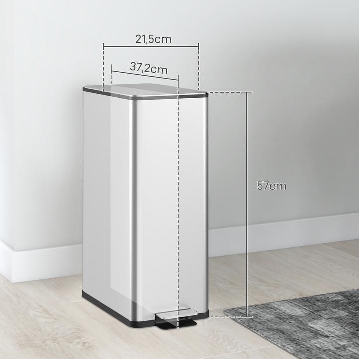Produktbild Homcom Mülleimer Edelstahl, Kunststoff Silber (20 l)