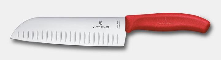 Produktbild Victorinox Swiss Classic, Santokumesser, 17cm, gerade, fluted, rot, blister (17 cm)