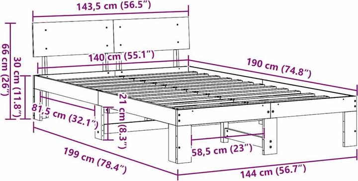 Actual product image vidaXL Bedstead (140 x 190 cm)