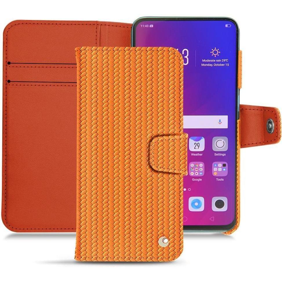 Noreve Lederschutzhülle Wallet (Oppo Find X), Smartphone Hülle, Orange