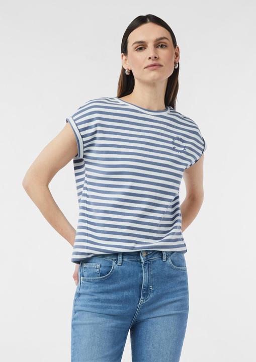 Immagine prodotto Comma T-Shirt Gestreiftes Baumwoll-T-Shirt mit überschnittenen Schultern (46)