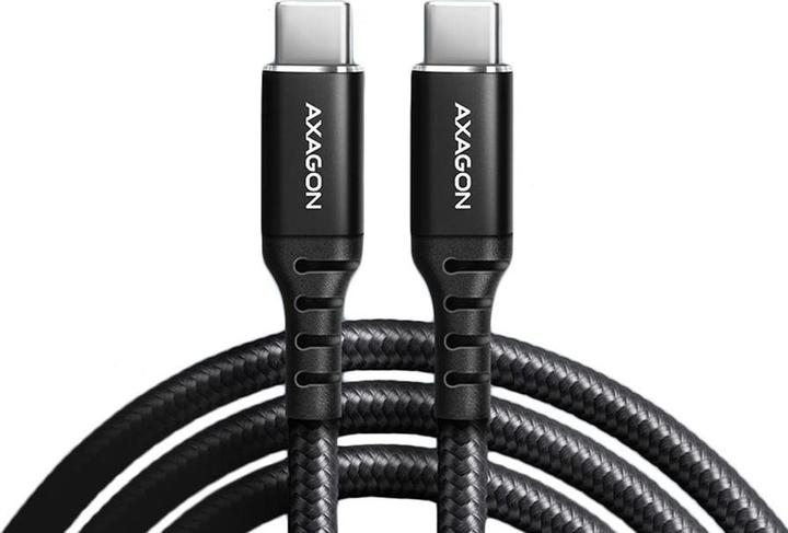 Actual product image Axagon BUCM-CM10AB USB-C to USB-C 2.0 cable, 1m, PD 60W, 3A, braided - black (1 m, USB 2.0, 60 W)