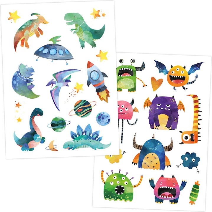 Image du produit Papierdrachen Metallic Tattoo Set 5 - Bagger & Dino