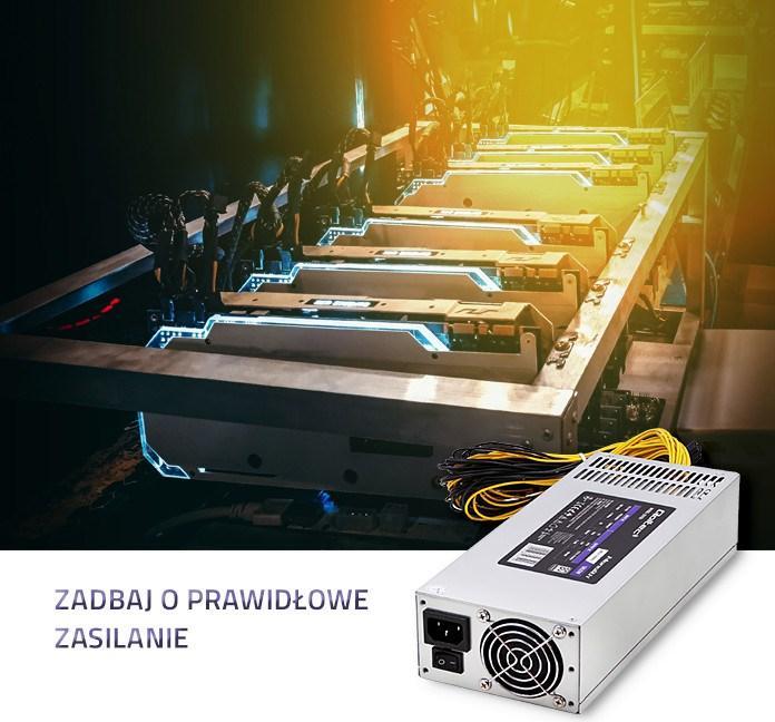 Actual product image Qoltec 50350 POWER SUPPLY 1850W PCI-E 80 Plus Platinum Gaming Miner (1850 W)