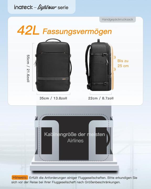 Immagine prodotto Inateck Zaino da viaggio (42 l)