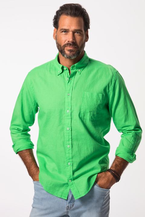 Image du produit JP1880 Chemise en lin mélangé. Manches longues et col à pointes boutonnées - coupe Modern Fit (3XL)