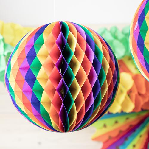 Actual product image Papstar Honeycomb BallRainbow flame retardant Rainbow (1 Piece)