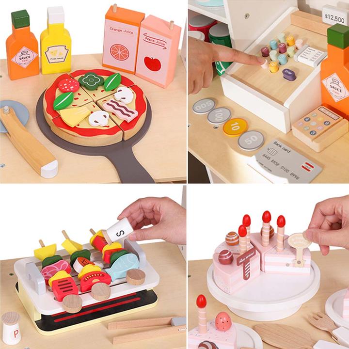 Produktbild Avizar Holz-Einkaufswagen für Kinder mit Zubehör & Tafel