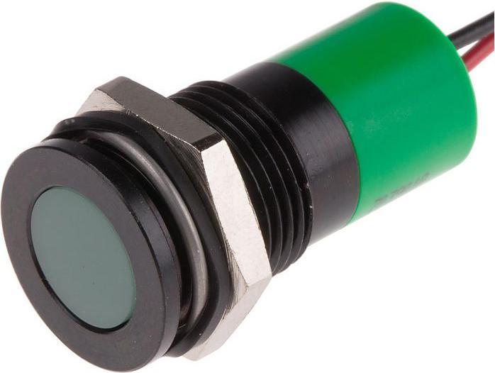 Produktbild RS PRO LED 14mm Chromblende 220Vac Grün +Kabel