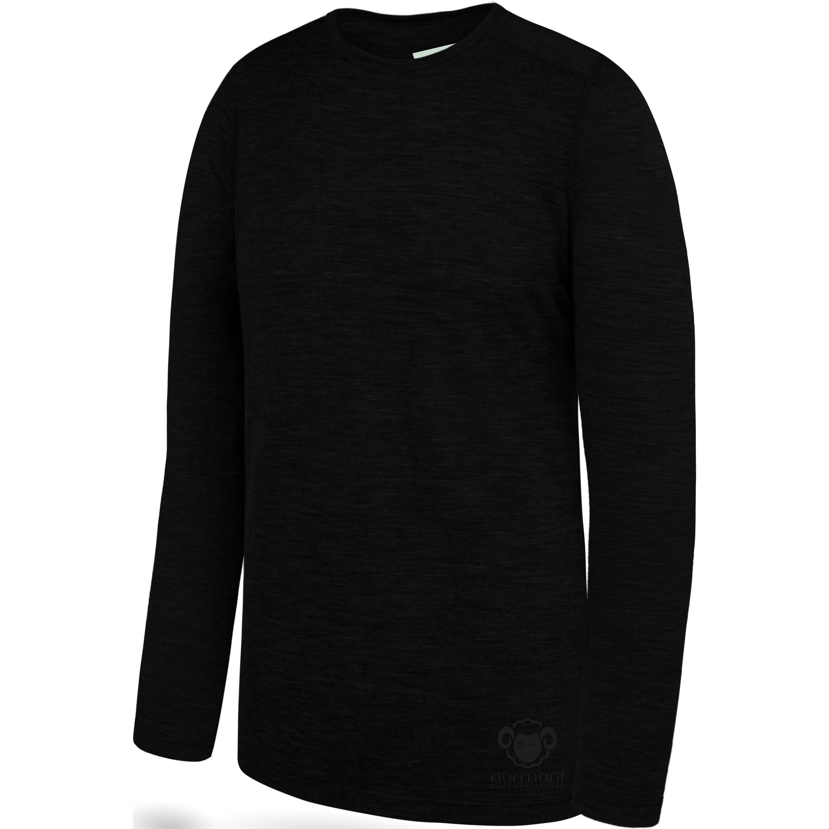 Thumbnail - Normani, Herren, Funktionsshirt, Kinder Merino Langarm Broome - 9303 (158, 164), Schwarz, 158, 164