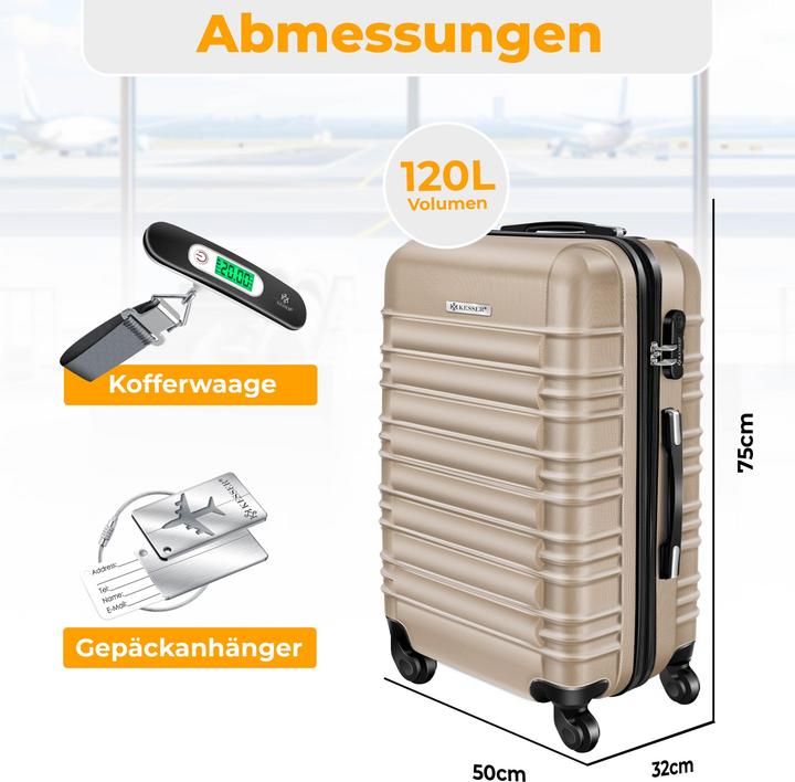 Image du produit Kesser Reisekoffer Hartschalen-Koffer Inkl. Kofferwaage + Gepäckanhänger (120 l)