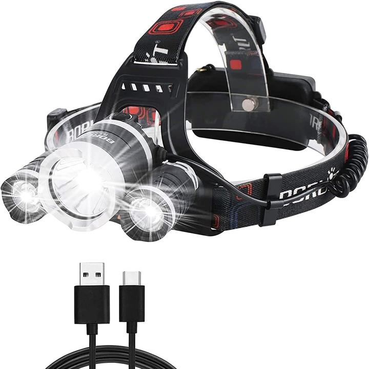 Boruit RJ3000 Wiederaufladbare LED-Stirnlampe - Ultrahelle 5000 Lumen mit 4 Modi (5000 lm)