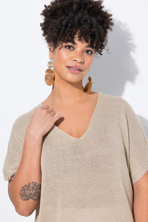 Actual product image Miamoda Strickshirt, oversized, Glitzer-Effekt, Fransensaum (46, 48)