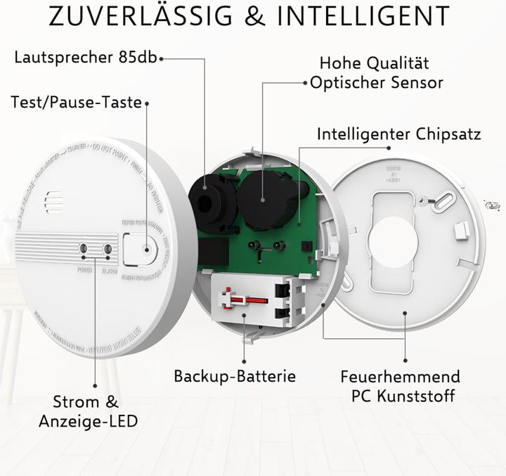 Actual product image Elro Smoke Detector with 5-Year Backup Battery, Optical Sensor, and Interconnect Capability