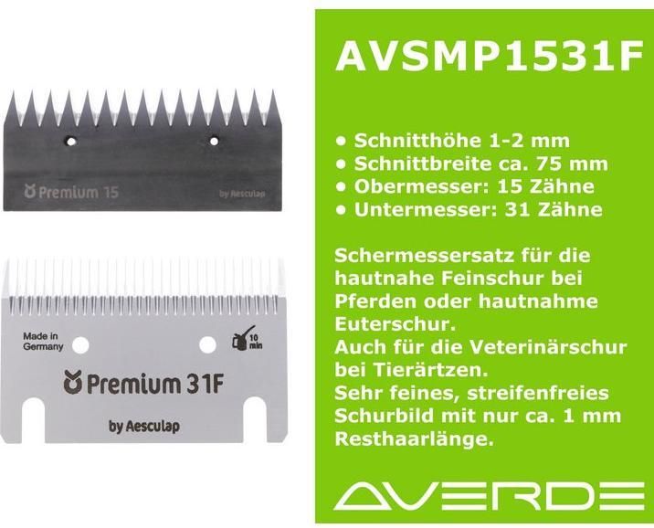 Produktbild Aesculap Schermesser-Set Pferd 31F15 Zähne hautnah (Hund)