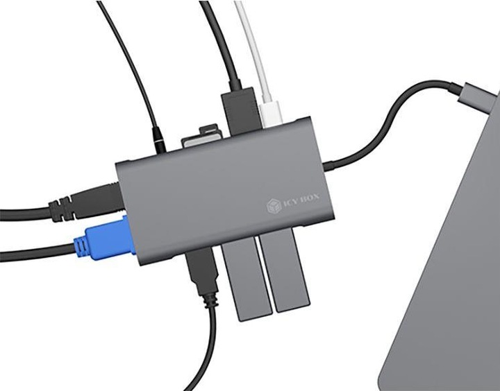 Actual product image Icy Box IB-DK4040-CPD - USB Type-C mini Dock PD (USB-C, 10 Ports)