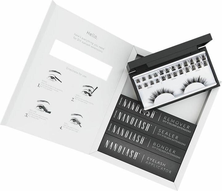 Actual product image NoName DIY Eyelash Extensions Starter Kit with Cluster Lashes Bonder Sealer Remover Applicator Hom (Artificial eyelashes)