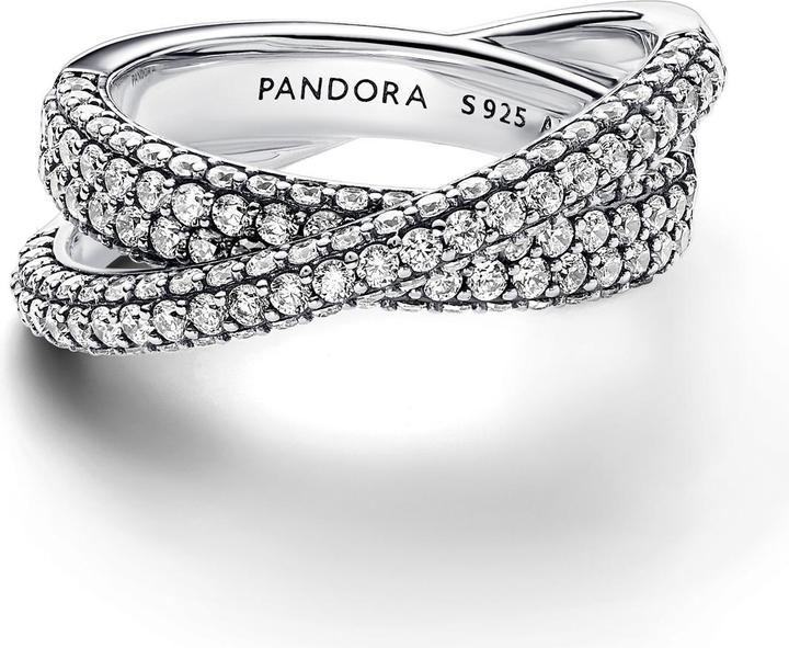 Actual product image Pandora Timeless Pavé Crossed Double Band Ring (16, 925 Silver)