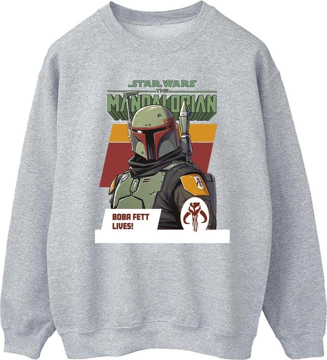 Actual product image Star Wars Mens The Mandalorian Boba Fett Lives Sweatshirt (S)