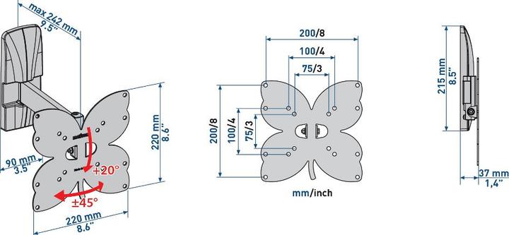 Immagine prodotto Meliconi Slimstyle Plus 200SR 101,6 cm (40') Nero (Muro, 40", 25 kg)